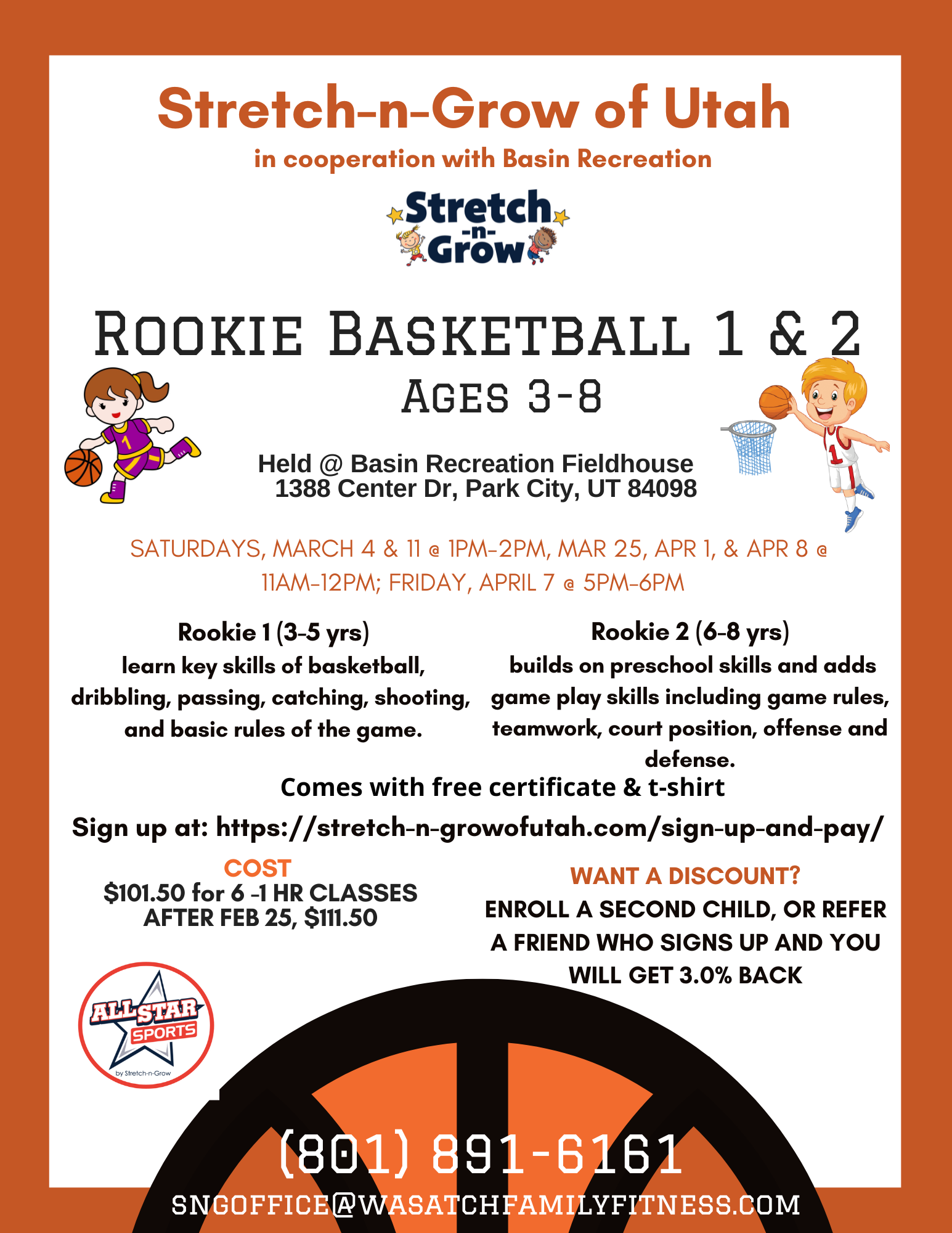 Rookie Basketball flyer winter 2023