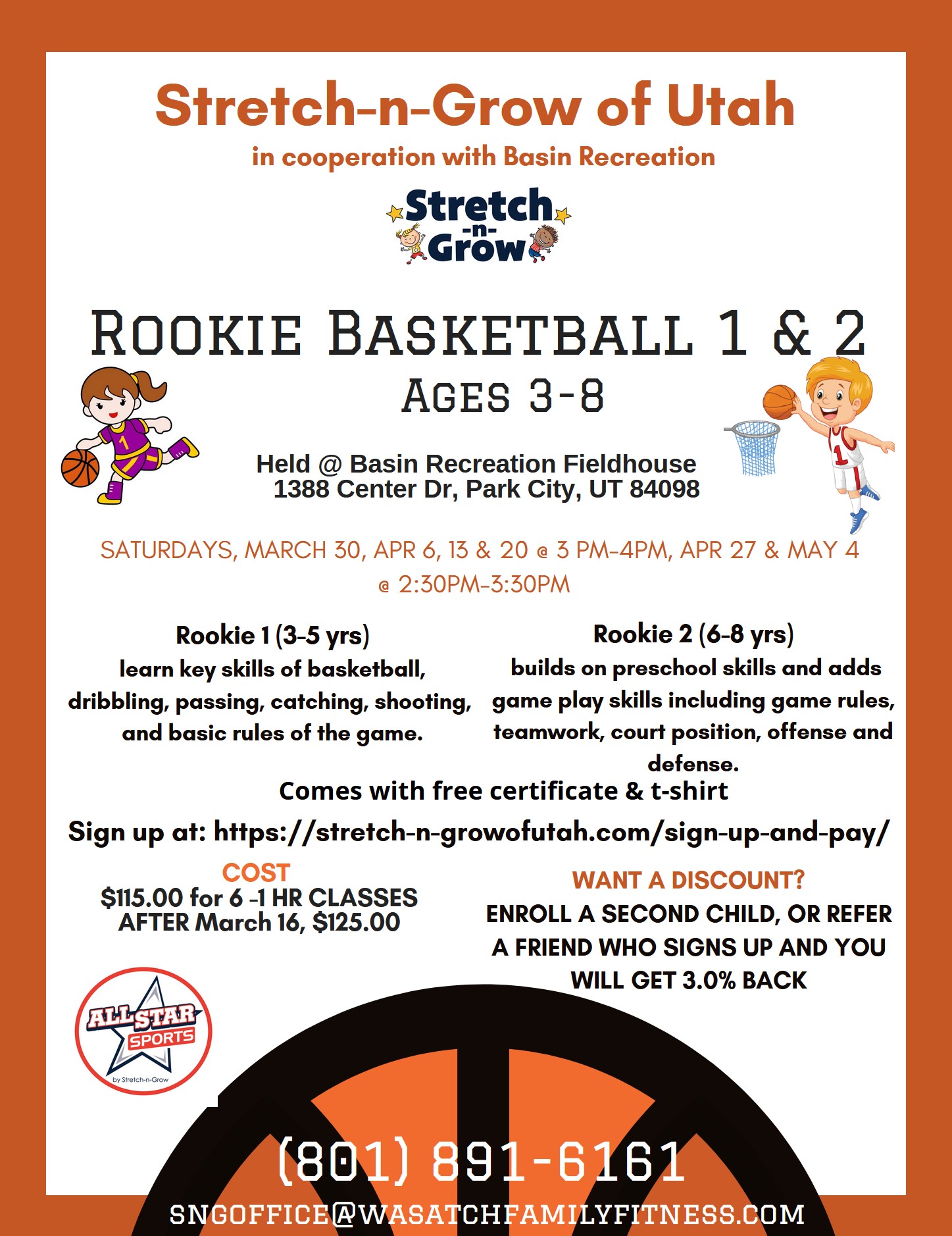 Rookie Basketball Spring 2024 flyer