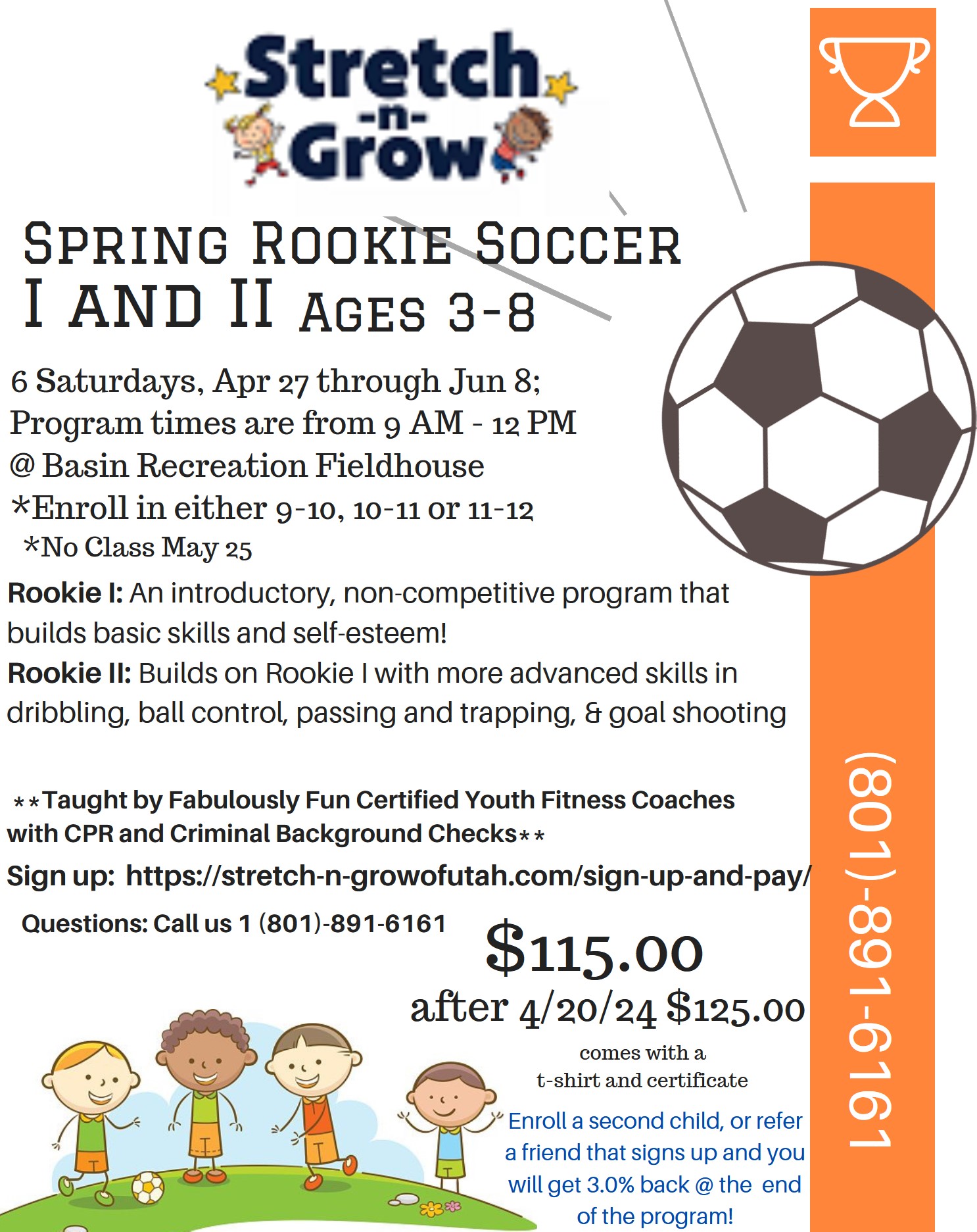 spring 2024 rookie soccer flyer