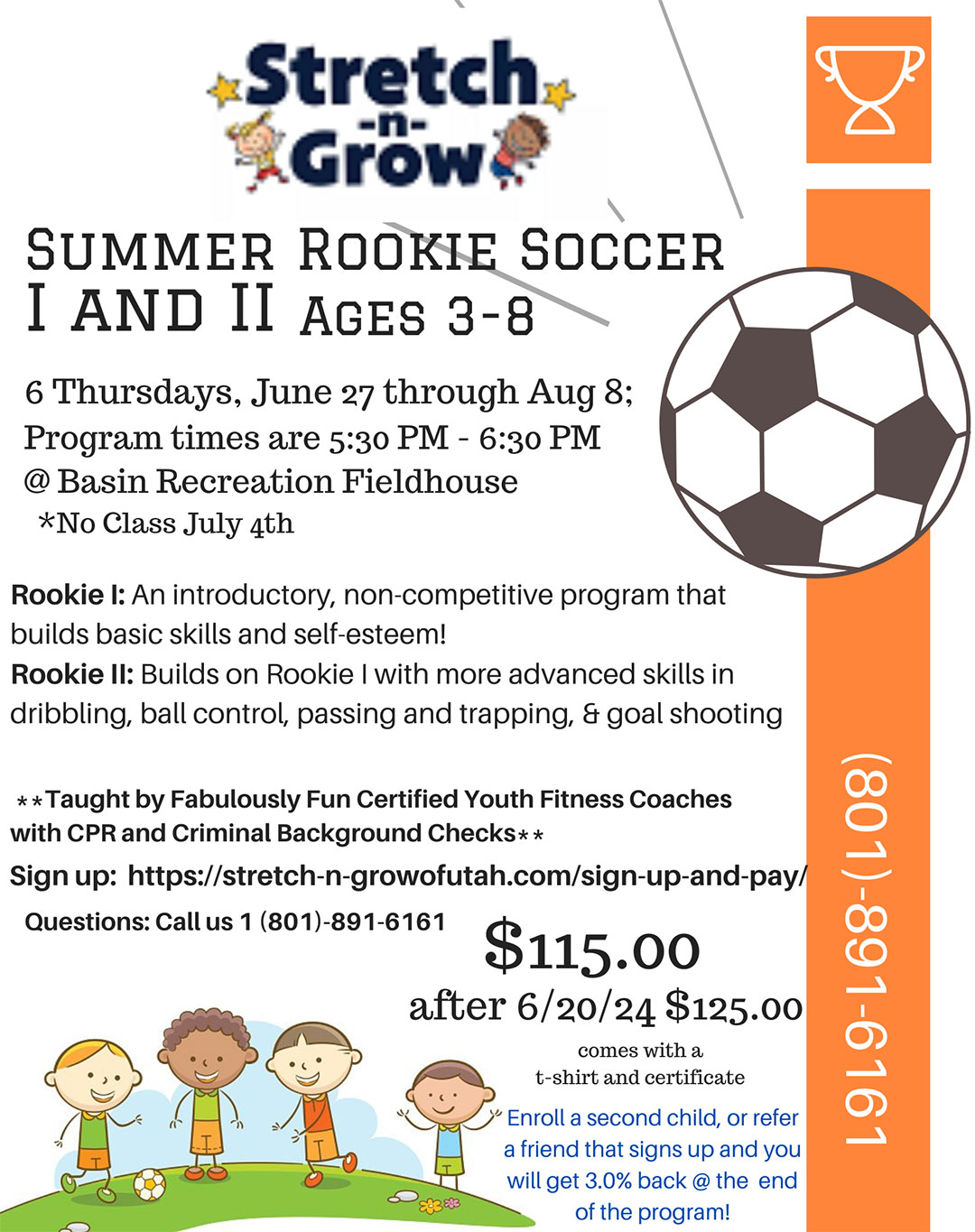 summer rookie soccer 1 and 2 flyer